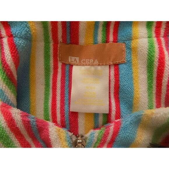 LA CERA multicolor striped robe or beach cover up terry cloth size Medium - Picture 5 of 9
